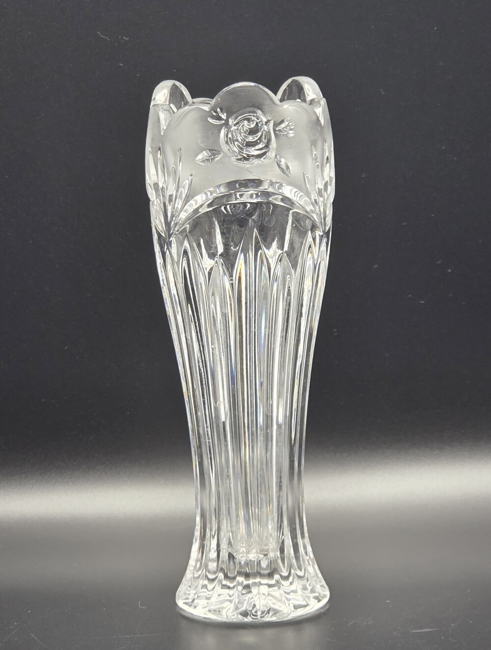 Vintage Oneida Crystal Southern Garden Flower‎ Bud Vase 7"x2.2" 1992 Germany